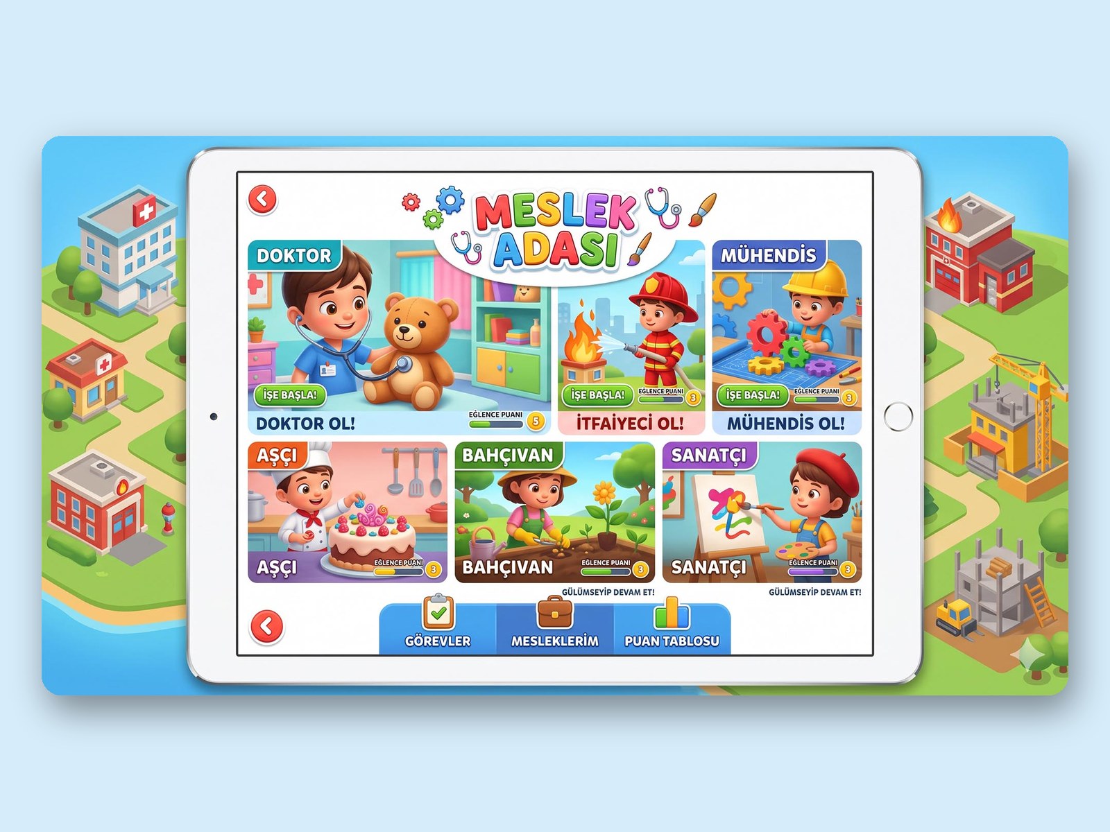 NomiKids: çocuklar için meslek keşif oyunu