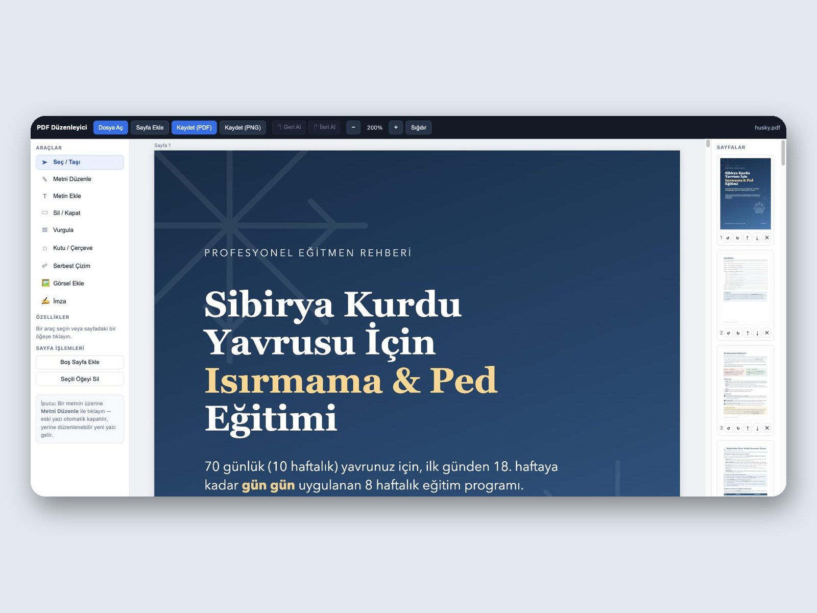 PDF Düzenleyici: tarayıcıda çalışan yerel editör
